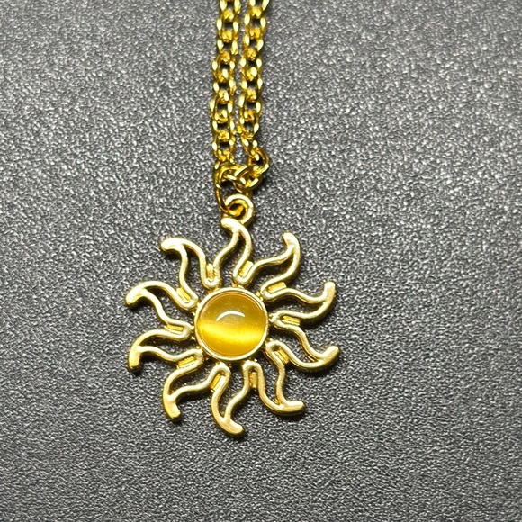 Gold Sun Pendant Necklace - Picture 3 of 3